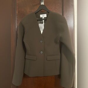 NWT Eaves/Revolve Gal Polished Crepe Blazer size small Brown Collarless Blazer